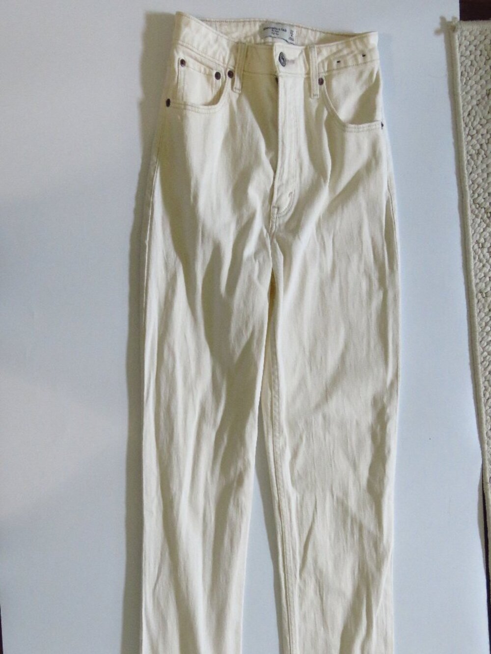Abercrombie and Fitch The Mom High Rise White Curve Love Jeans